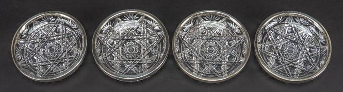 (4) Cut Crystal 800 Silver Bowls