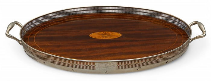 Vintage Sterling Silver & Wooden Serving Tray