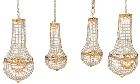 (4) Empire Style Beaded Sconces