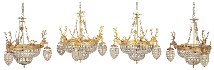 (4) Empire Style Beaded Chandeliers