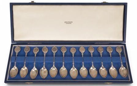 Set of Zodiac English Sterling Silver Spoons