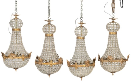 Set of (4) Empire Style Beaded Chandeliers