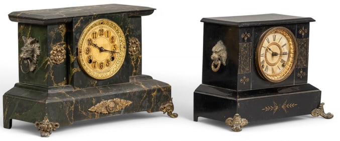 New Haven Clock Co. and Ansonia Clock Co. Marble Mantel Clocks