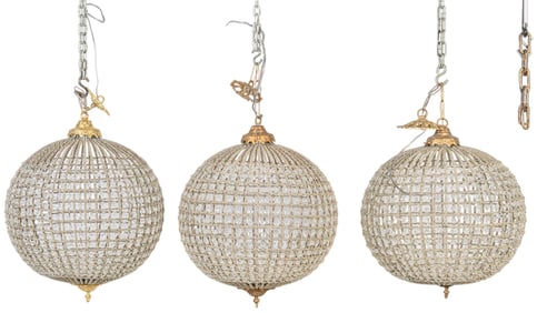 Set of (3) Empire Style Beaded Chandeliers