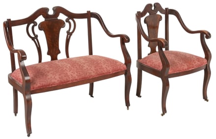 Upholstered Settee and Armchair