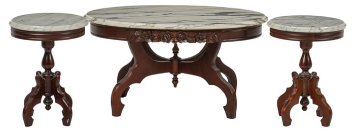 (3) Marble Top Tables