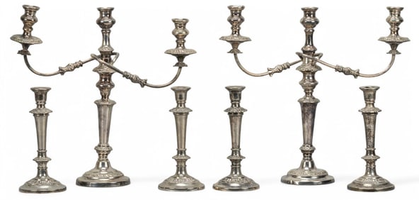 (6) Silver Plate Candelabras