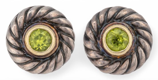 David Yurman Sterling Silver Citrine Peridot Earrings