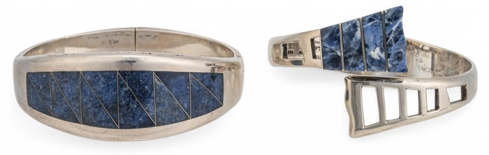(2) Sterling SIlver and Blue Stone Cuffs