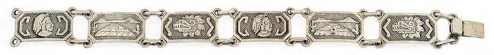 Mexican Sterling Silver Aztec Motif Bracelet