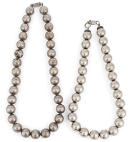(2) Sterling Silver Beaded Necklaces