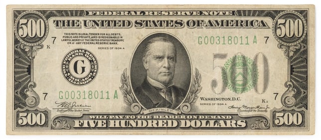 $500 1934A Federal Reserve Note