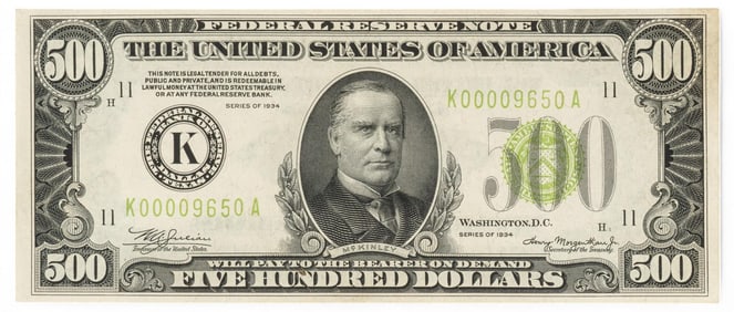 $500 1934 Federal Reserve Note