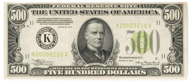 $500 1934 Federal Reserve Note