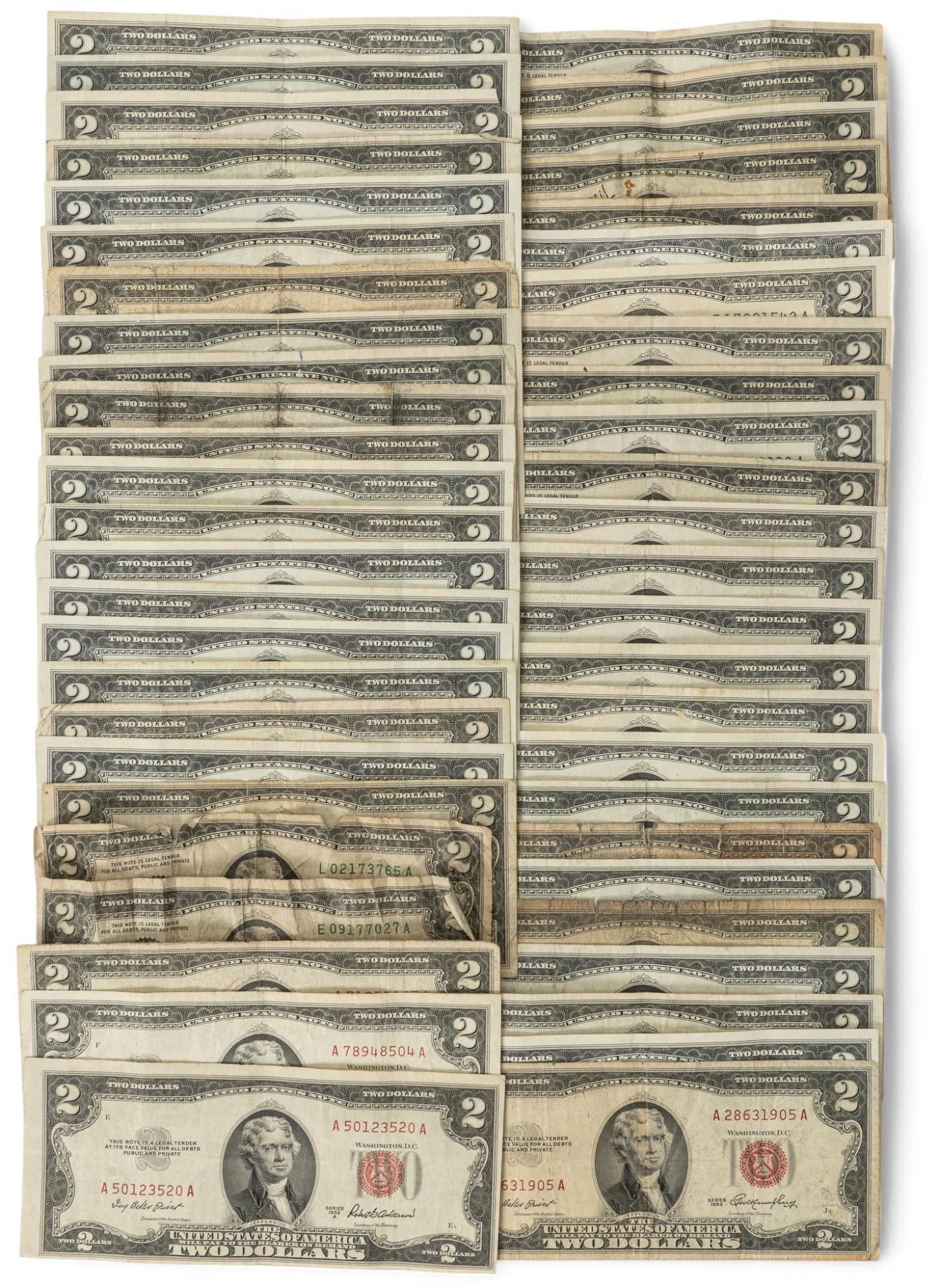 (100) Red Seal $2 Bills (1 of 6)