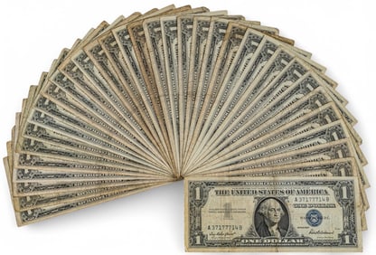 (34) $1 Blue Seal Dollar Bills