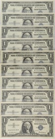 (10) Blue Seal $1 Dollar Bills