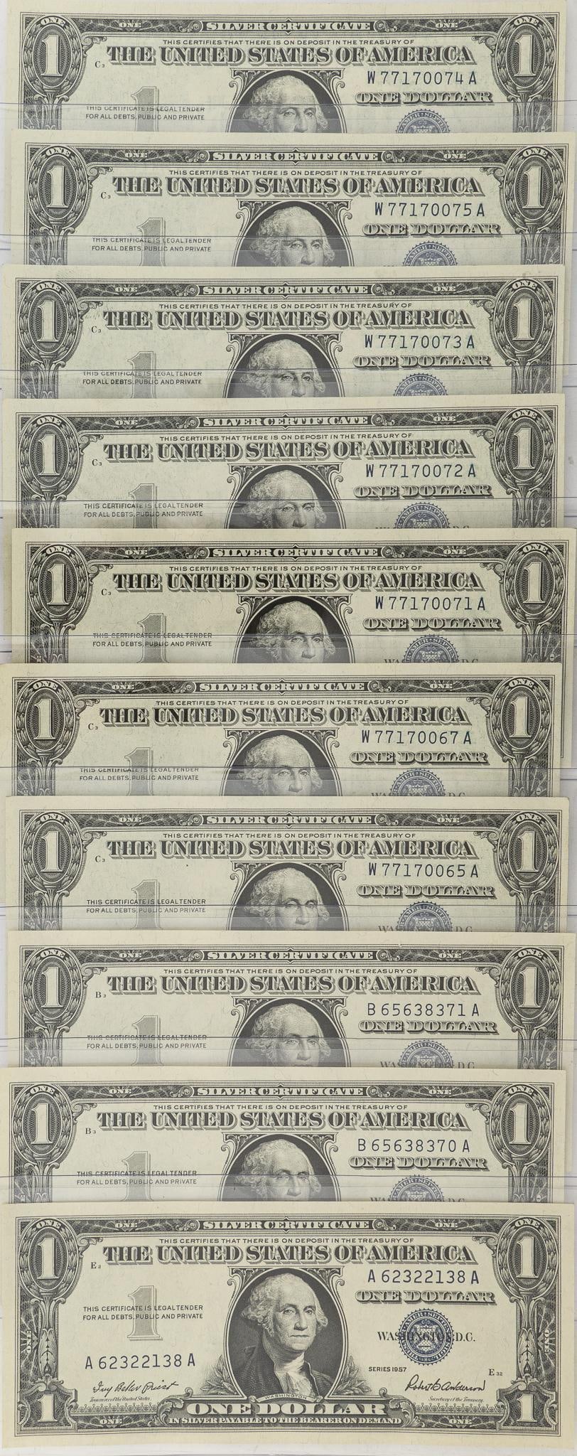(10) Blue Seal $1 Dollar Bills (1 of 5)