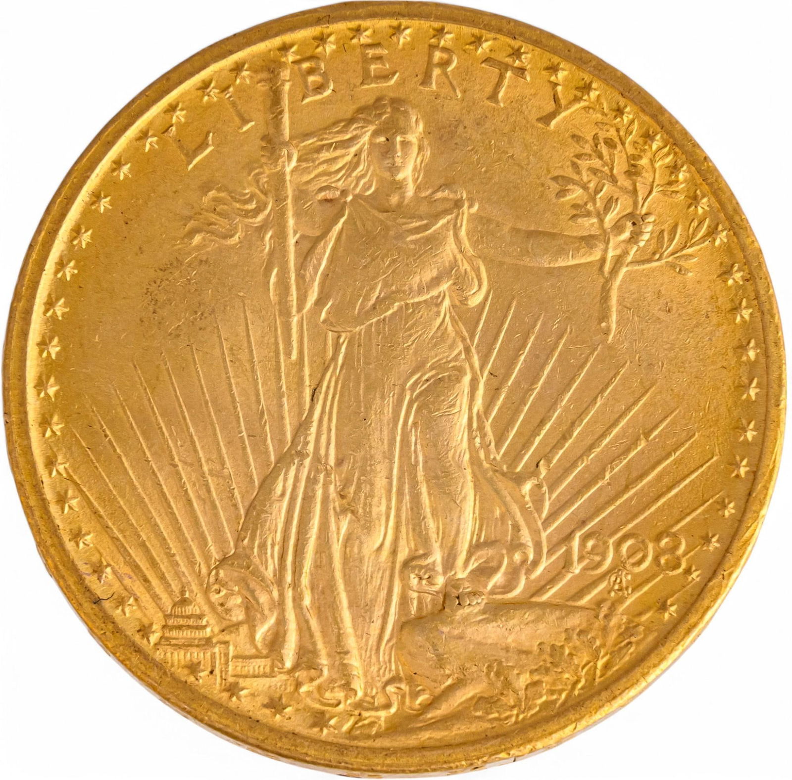 1908 St. Gaudens $20 Double Eagle Gold Coin (1 of 2)