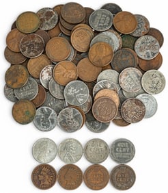 Collection of (98) Wheat and Indian Head Pennies