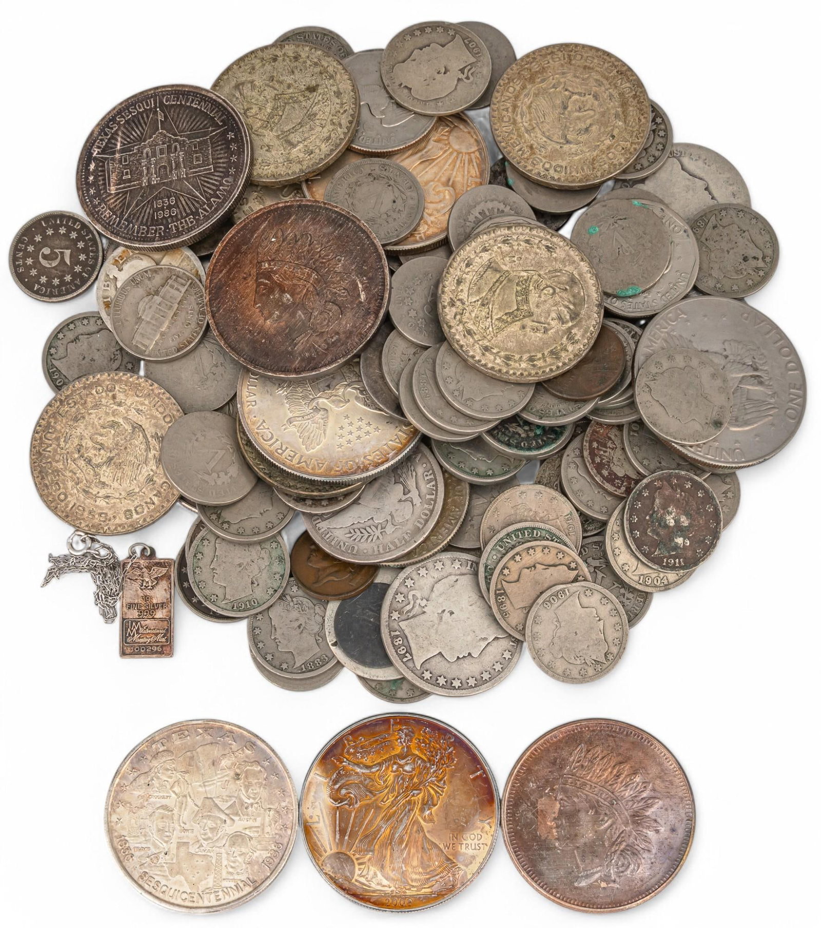 Large Collection of Coins: Large collection of coins, some silver Property from the historic Boerne, Texas ranch of antiques dealer Theda Ann Sueltenfuss and her husband Paul DeNicola