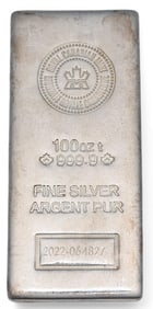 Royal Canadian Mint 100 oz Fine Silver Bar