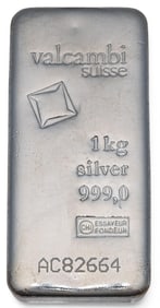 Valcambi Suisse 1 Kilo Fine Silver Bar