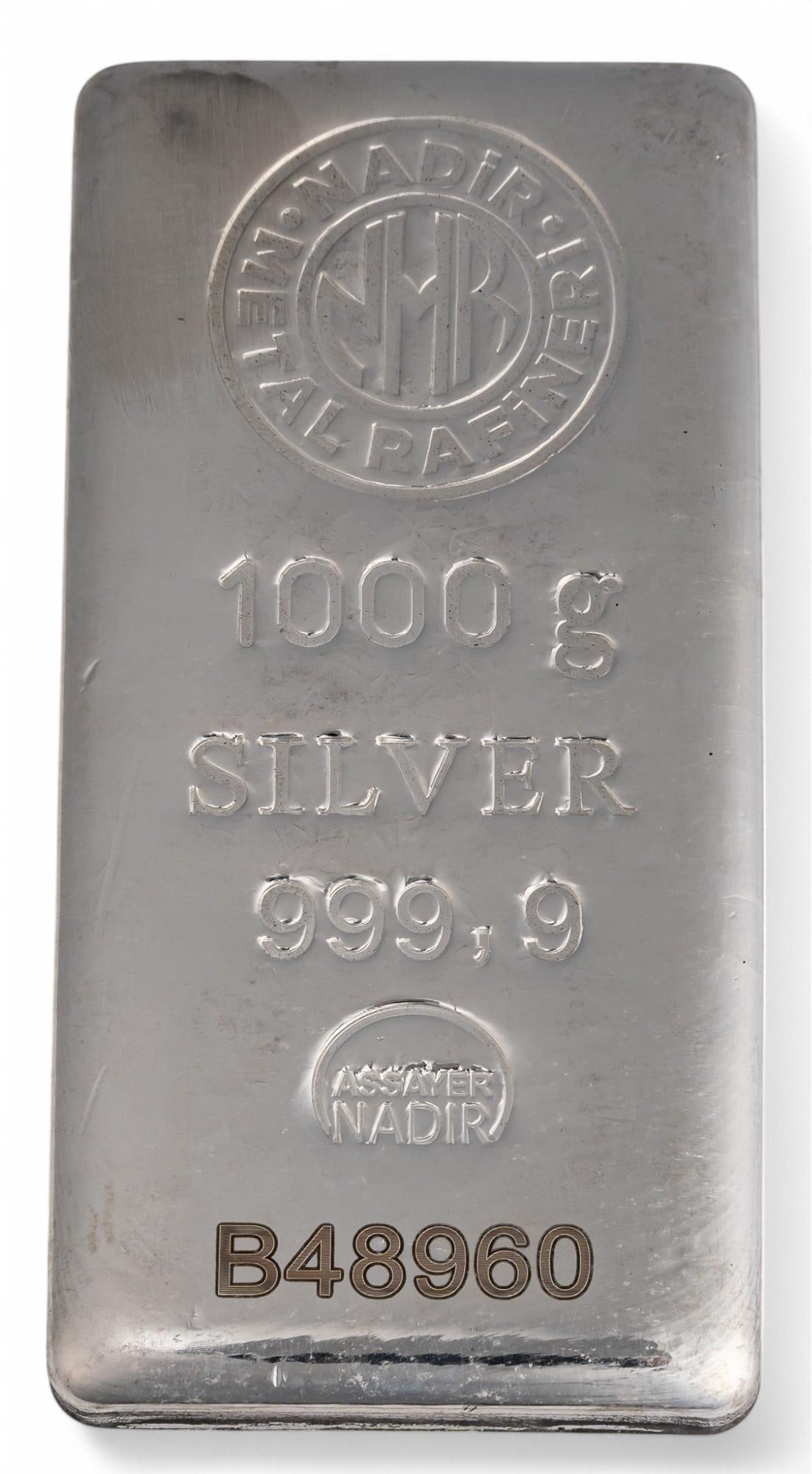 Rafineri Nadir Metal 1000 Gram Fine Silver Bar: Rafineri Nadir Metal 1000 gram fine silver bar Provenance: Property of late banker James Townsend, San Antonio, Texas