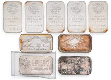 (9) 1 ozt Fine Silver Bars