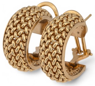 14K Woven Hoop Earrings