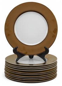 10 Christofle Gold Rimmed Dining Plates