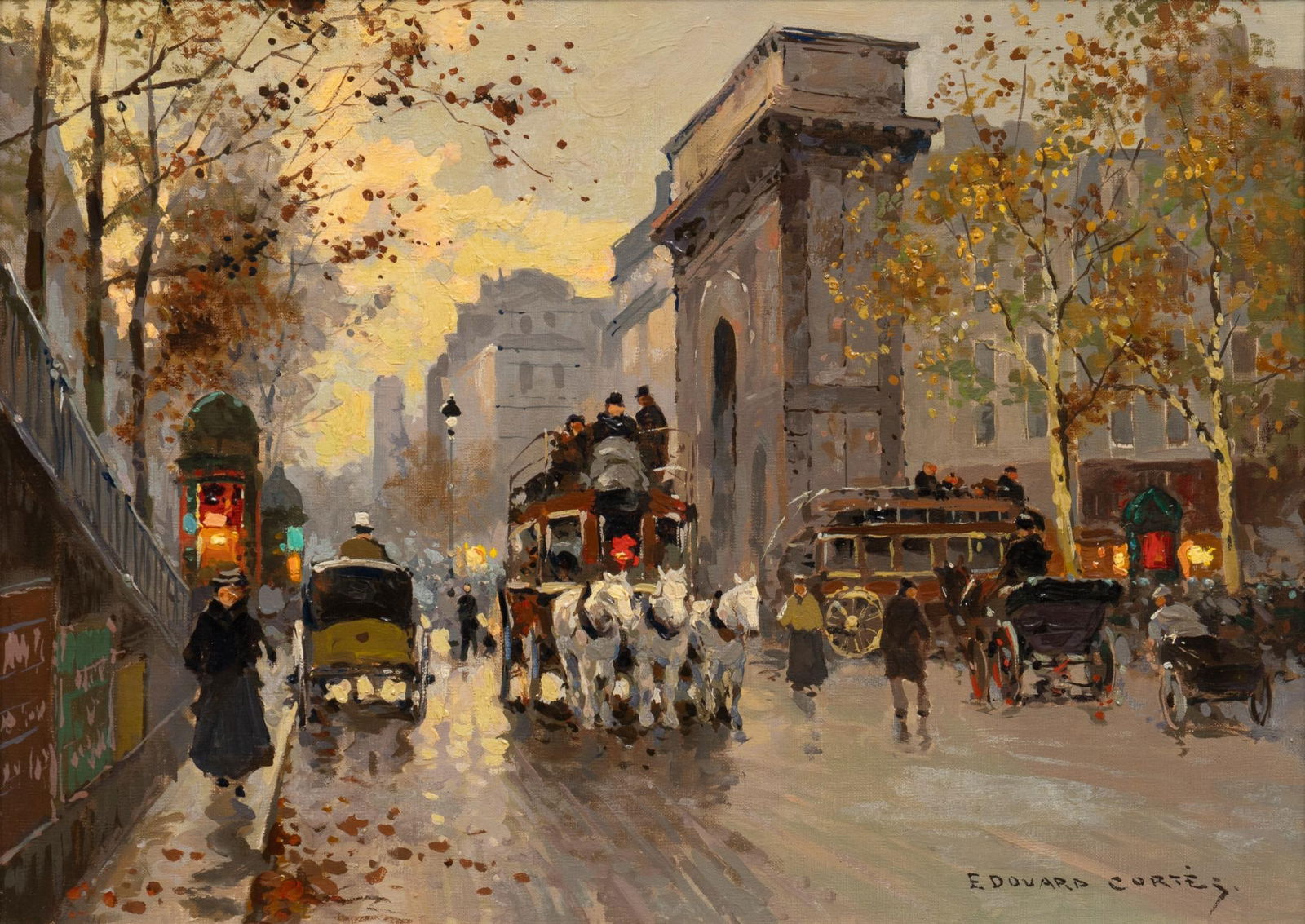Edouard Cortes, "Porte St. Denis": Edouard Leon Cortes (France, 1882-1969), "Porte St. Denis", circa 1920-1940, oil on linen sight: 13 x 18 in., frame: 20 x 24.5 in. Provenance: Property from a prominent South Texas estate co