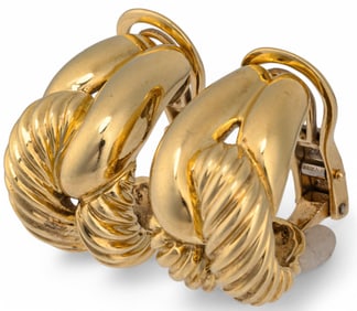 18K Twisted Rope Clip-On Earrings