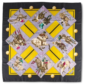 Hermes Le Monde de Polo Silk Scarf