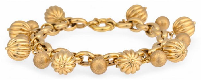 18K Beaded Charm Bracelet