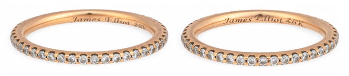 Pair of 18K Rose Gold James Elliot Diamond Bands