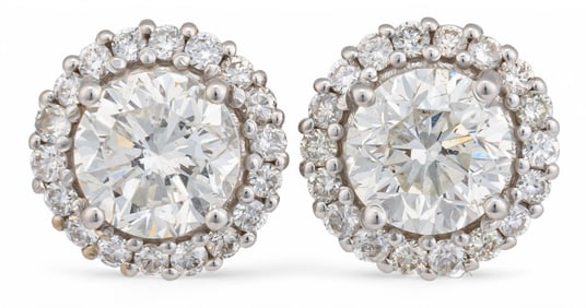 18K White Gold Diamond Stud Earrings