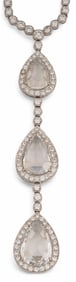 18K White Gold Teardrop Diamond Necklace