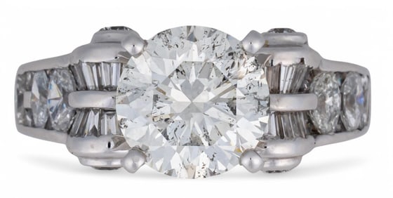 18K White Gold 2.77 ct Round Brilliant Cut Diamond Engagement Ring