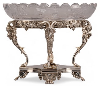 1857 Joseph Mayer Victorian Sterling Silver and Glass Centerpiece
