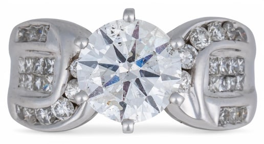14K White Gold 2.31 Ct Round Brilliant Cut Diamond Engagement Ring