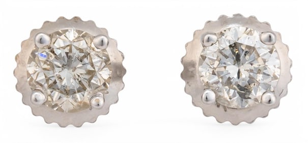 18K White Gold Diamond Solitaire Earrings