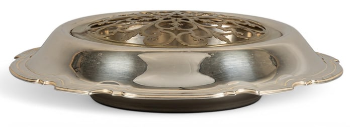 Tiffany & Co. Sterling Silver Centerpiece Bowl with Gilt Brass Flower Frog