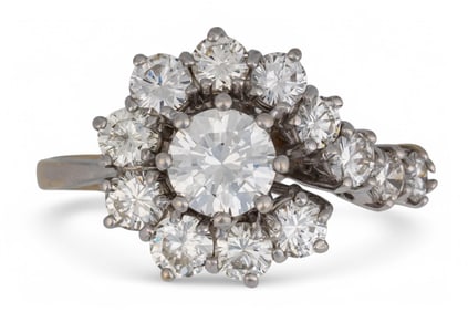 18K White Gold and Diamond Swirl Ring