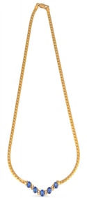 Italian 14K Tanzanite and Diamond Necklace
