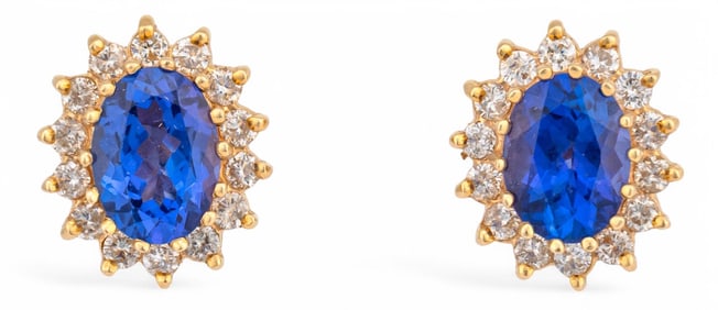 14K Tanzanite and Diamond Earrings