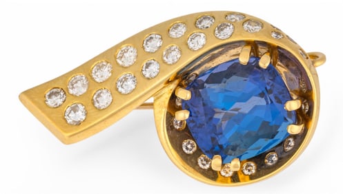 18K Tanzanite and Diamond Brooch