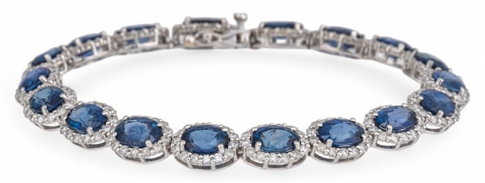 14K White Gold Sapphire and Diamond Bracelet