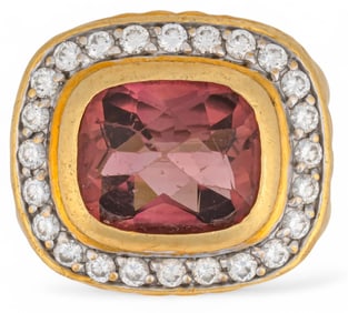 18K David Yurman Pink Tourmaline and Diamond Ring