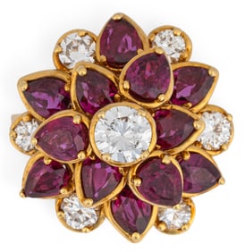 14K Diamond and Ruby Cocktail Ring